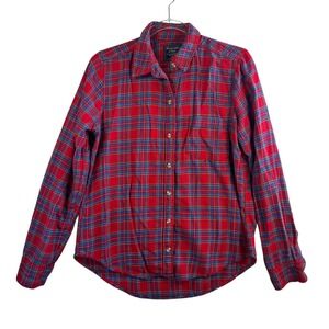 Abercrombie & Fitch Flannel Shirt Plaid Long Sleeve Button Up Red Blue M Western